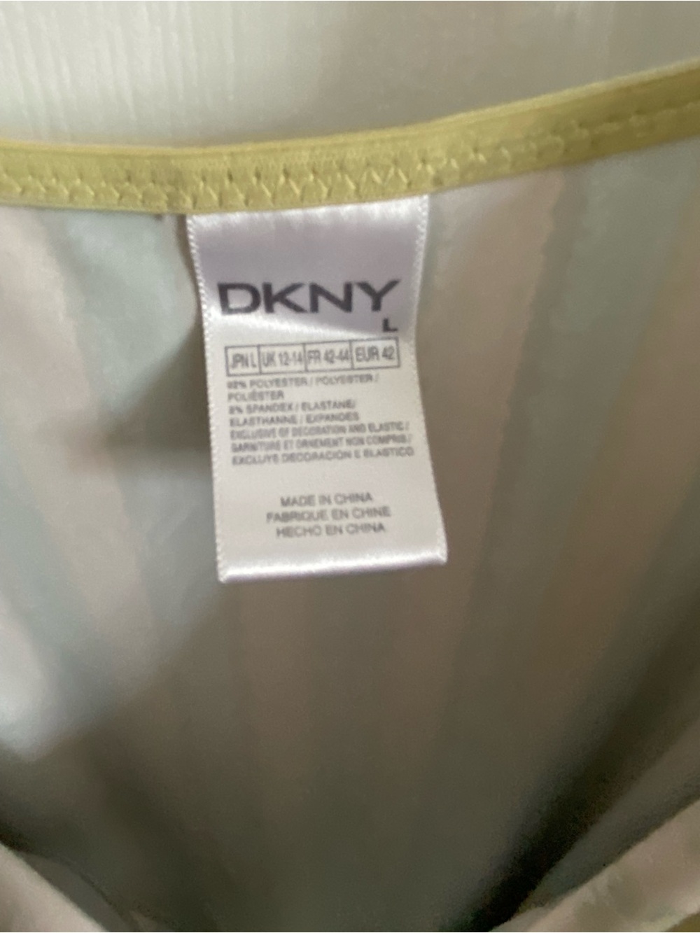 DKNY Striped Satin Chemise in Mint, Cream & Pale Yellow - Picture 2 of 4